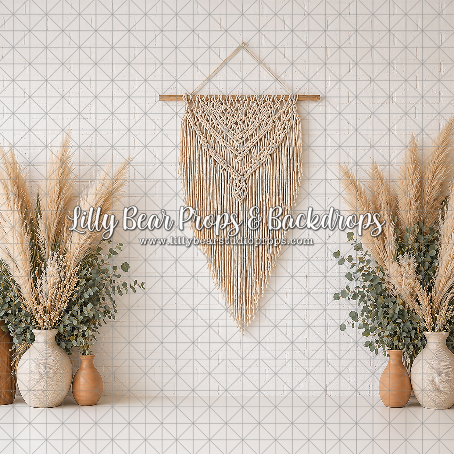 Eucalyptus & Pampas Light Wall
