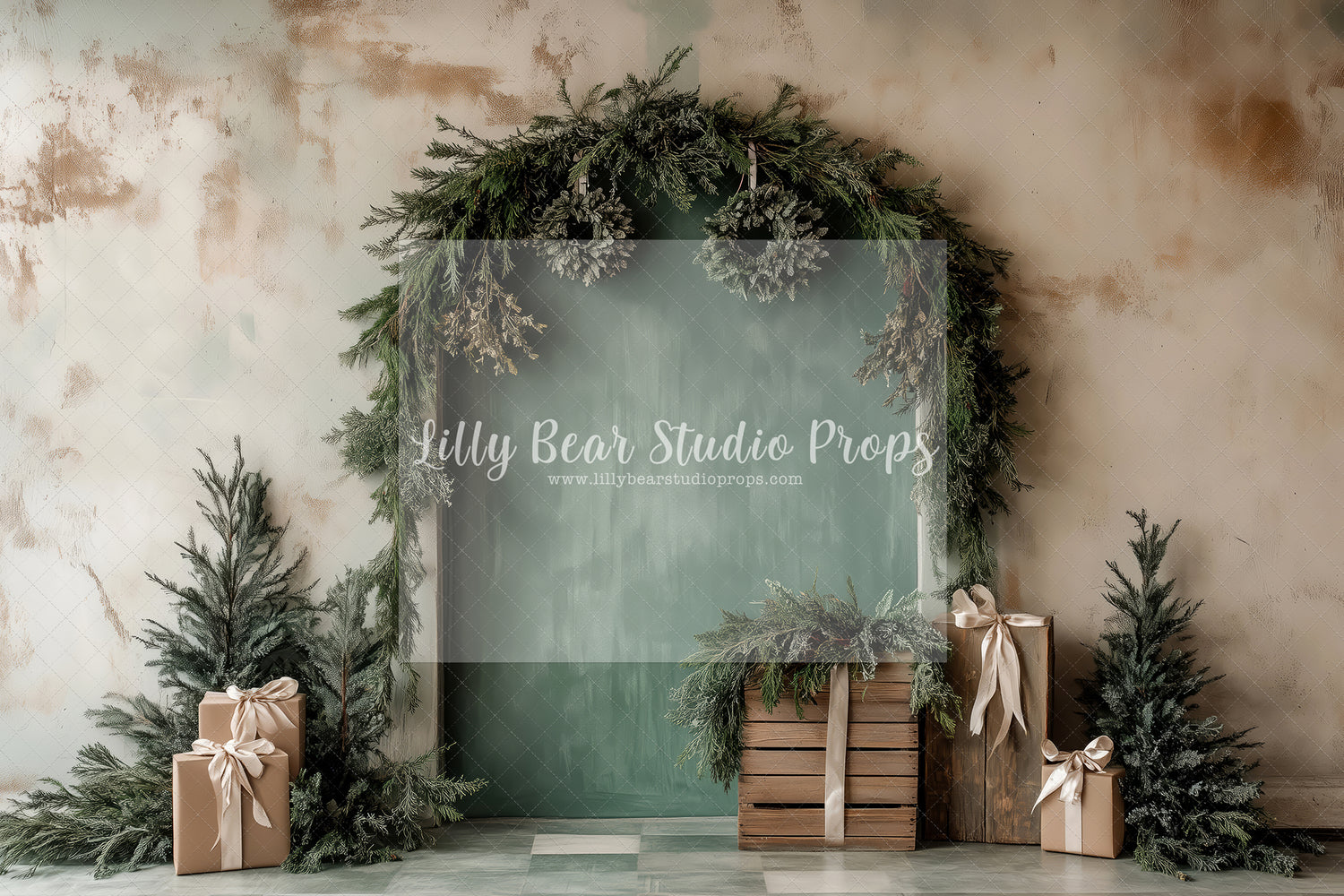 Evergreen branches and Kraft Paper Gifts