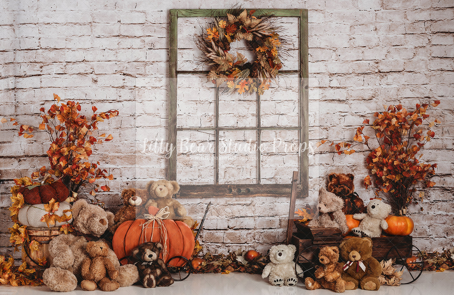 Fall Teddy Bear Window