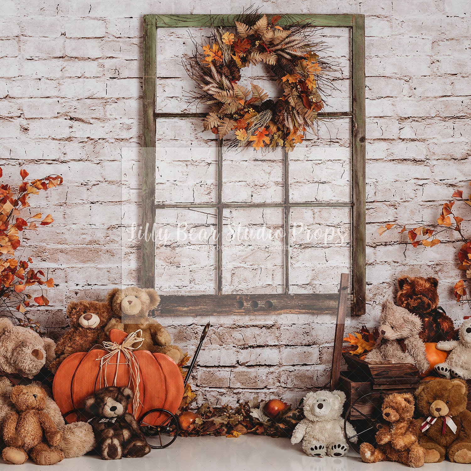 Fall Teddy Bear Window