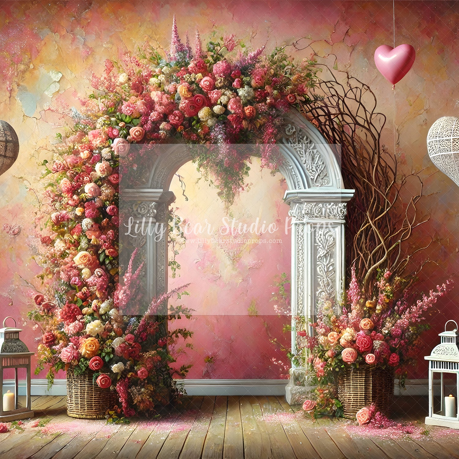 Floral Archway Hanging Heart Lantern