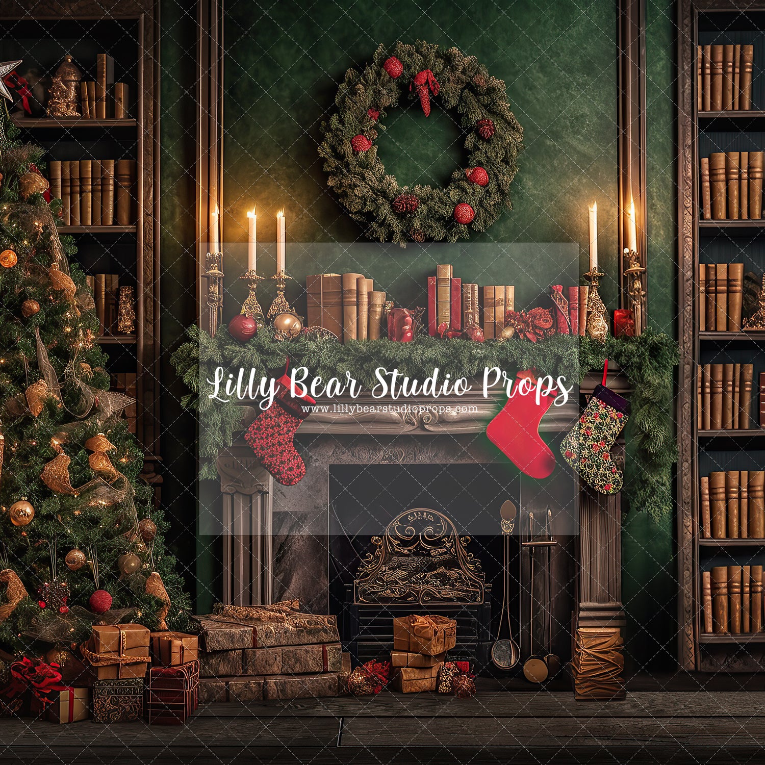 Elegant Library Fireplace