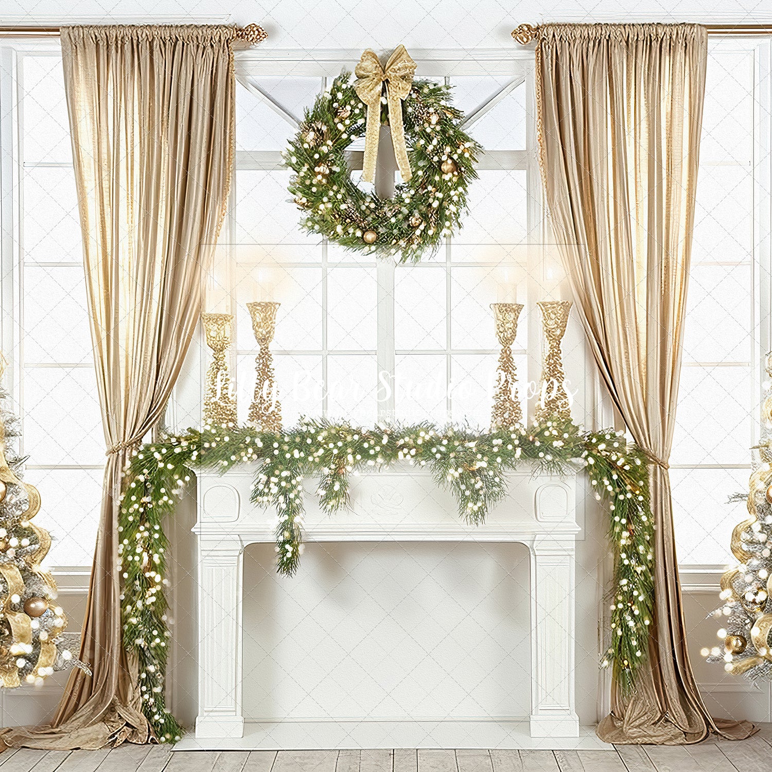 Gold Star Christmas Fireplace