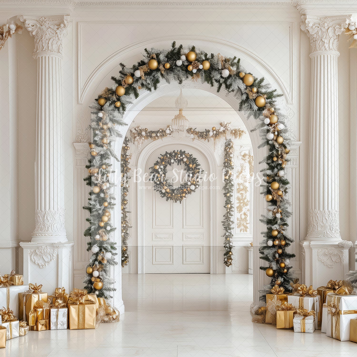 Golden Christmas Hallway