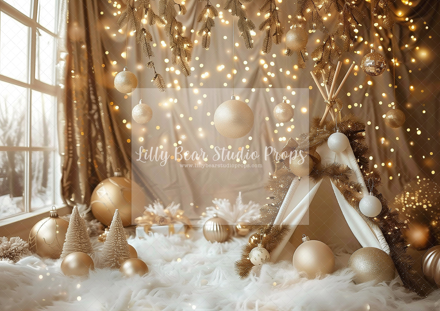 Gold Foil Hanging Baubles Wall
