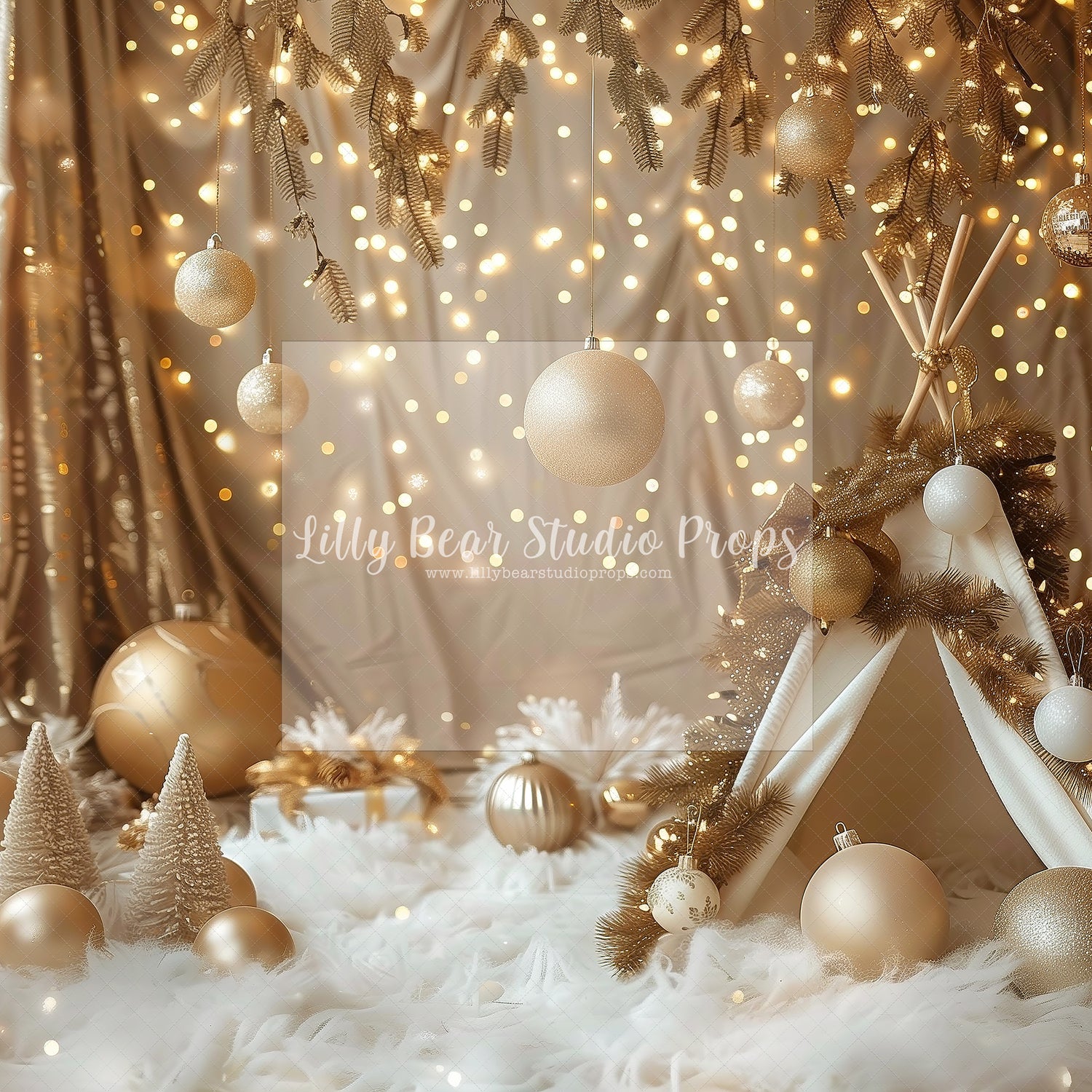 Gold Foil Hanging Baubles Wall