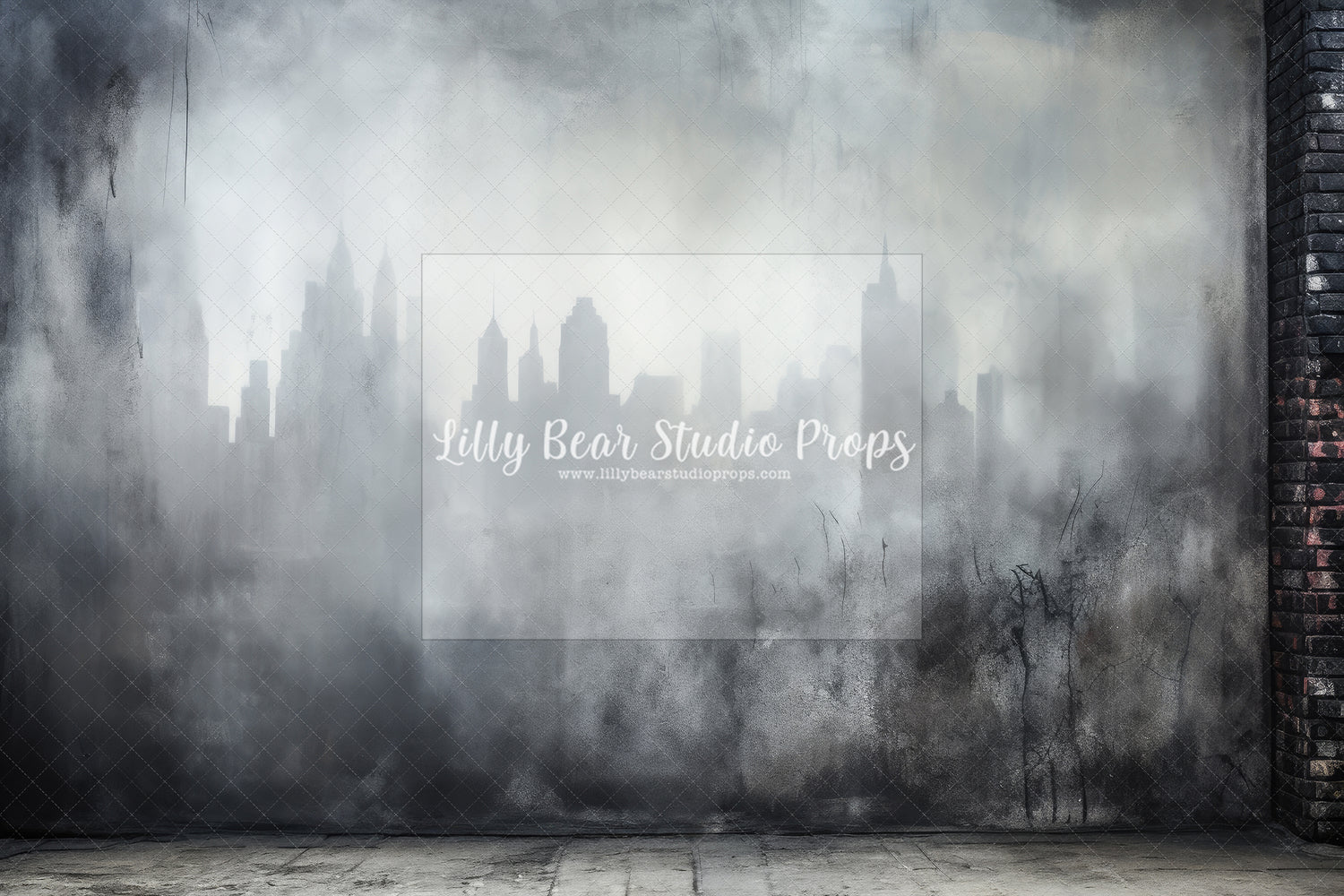 Grey Distressed City Scape Wall