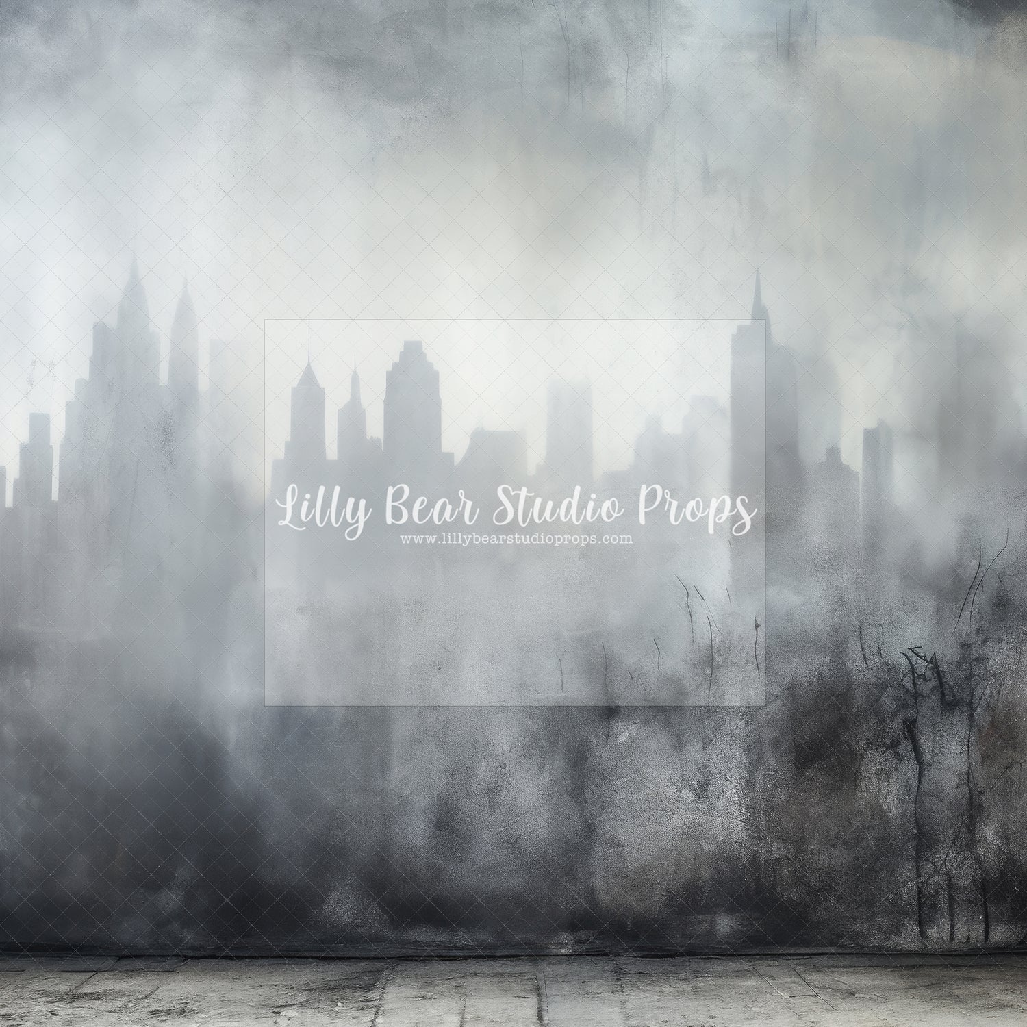 Grey Distressed City Scape Wall
