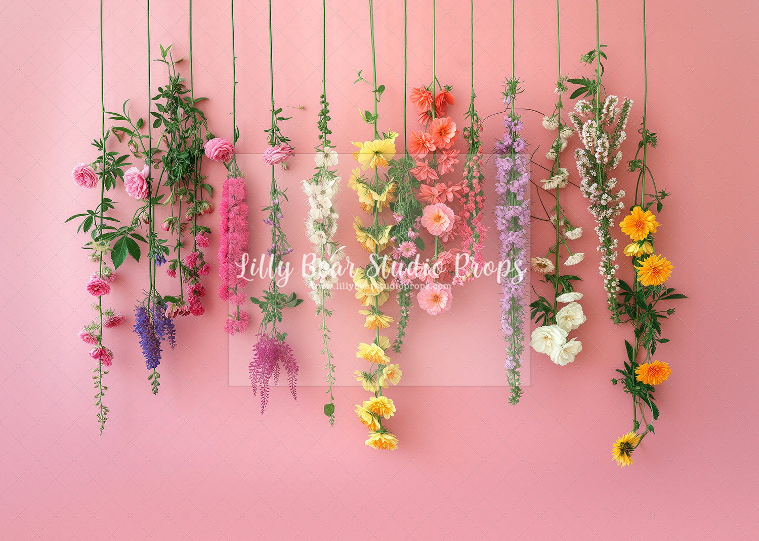 Hanging Wildflowers on Pink