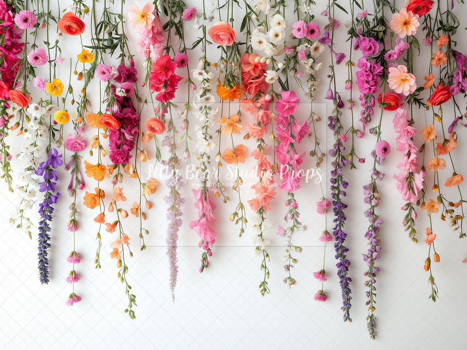 Hanging Wildflowers on White