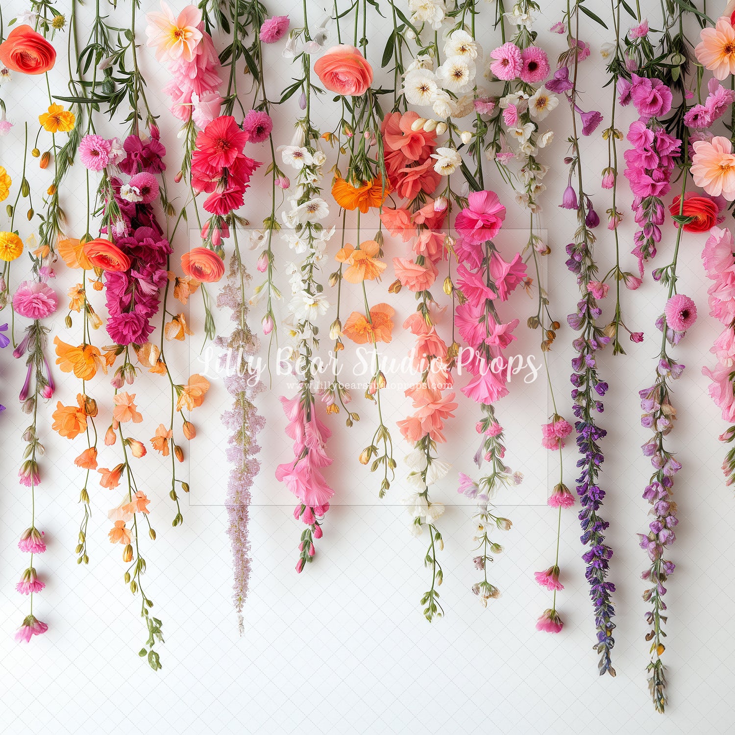 Hanging Wildflowers on White