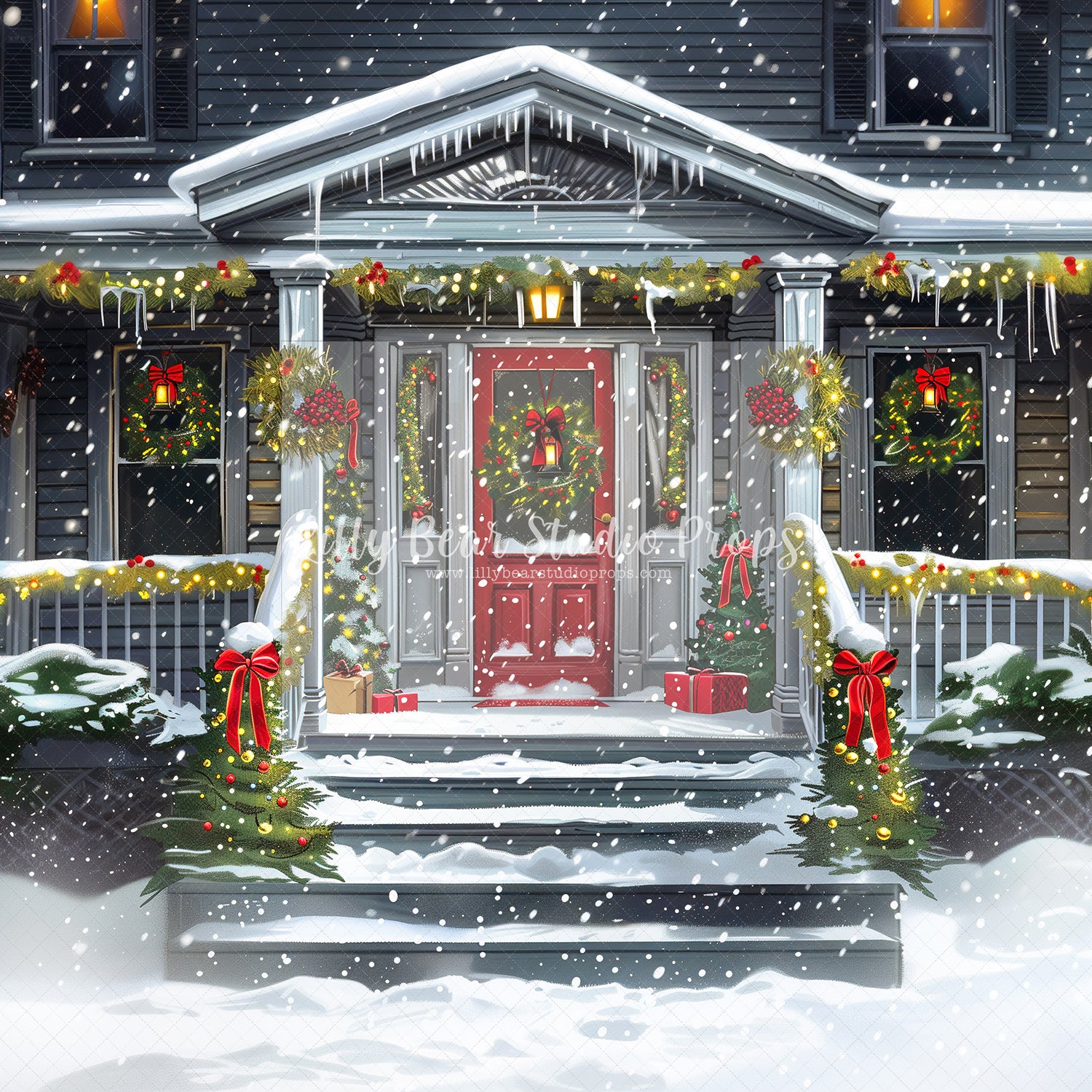 Illustrated Snowy Porch - Sweep Options
