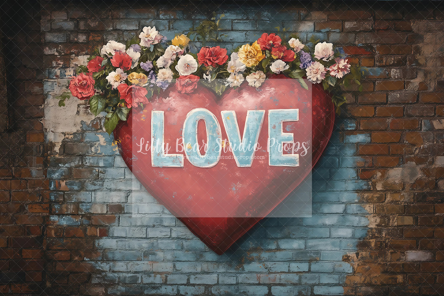 LOVE Roses Brick Wall
