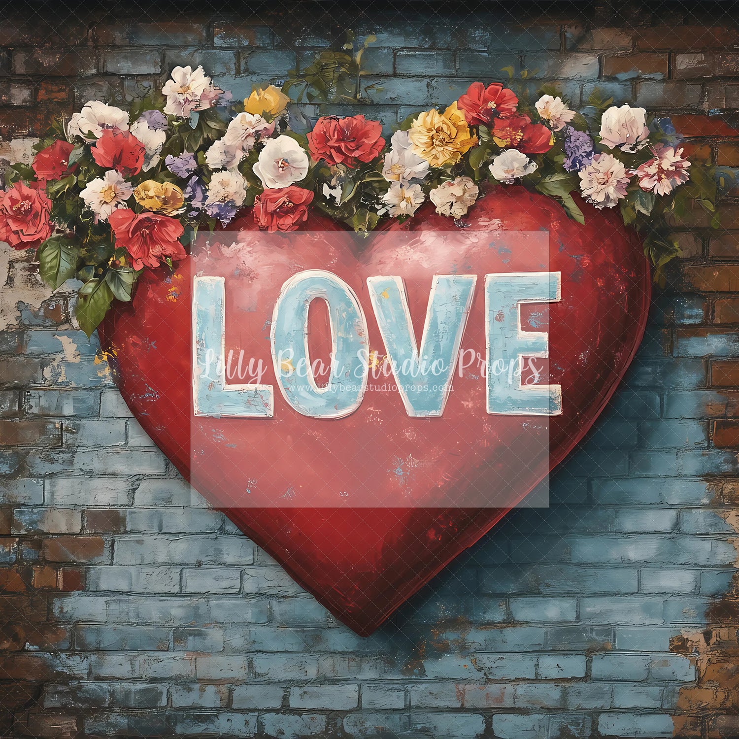 LOVE Roses Brick Wall