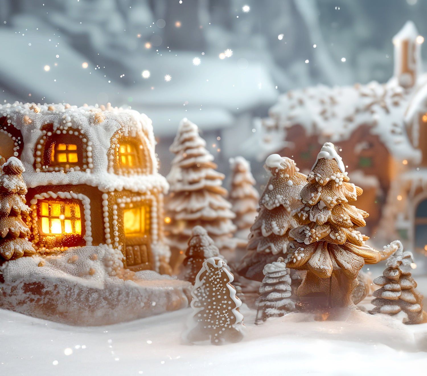 Little Gingerbread Side Street  - 8x8' Little Gingerbread Side Street - Wrinkle Free Fabric RTS