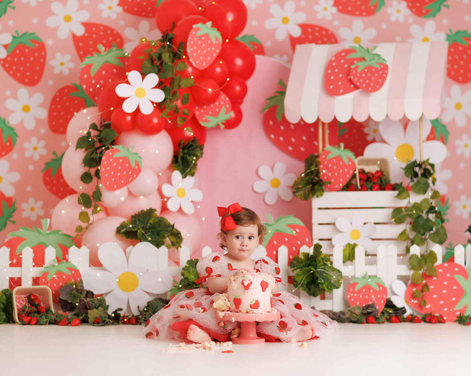Red Strawberries & Daisies