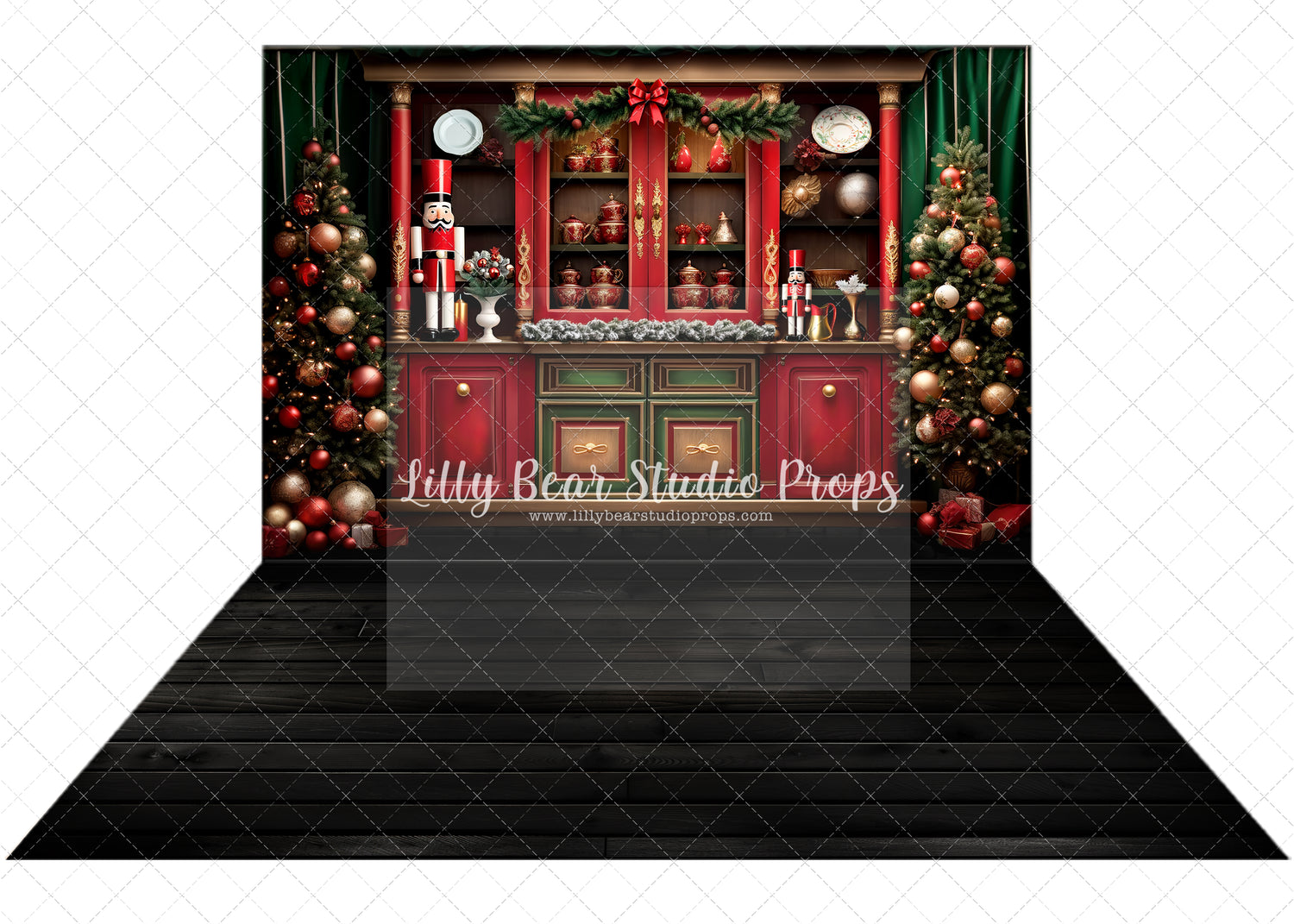 Nutcracker Hutch & Black Wood Floor Combo