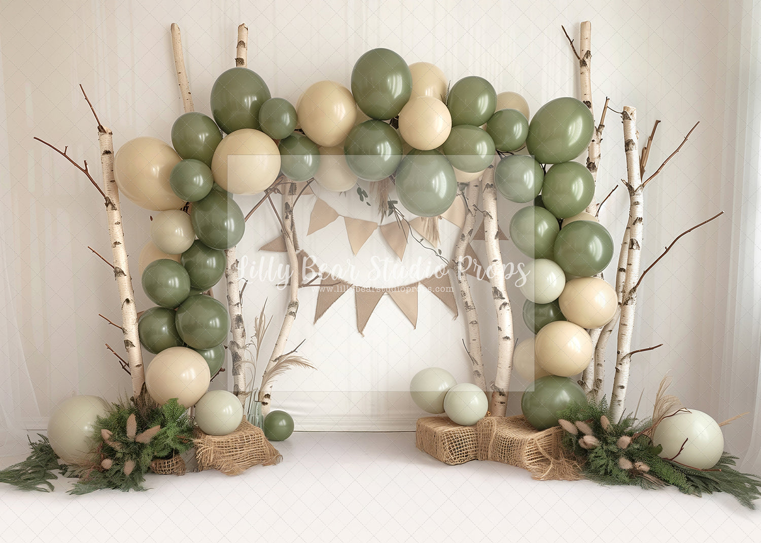 Olive & Sand Birch Tree Balloons
