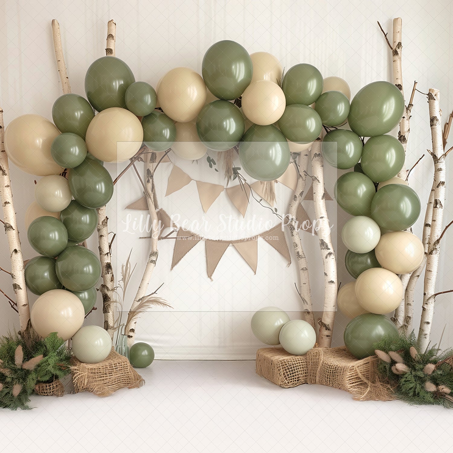 Olive & Sand Birch Tree Balloons