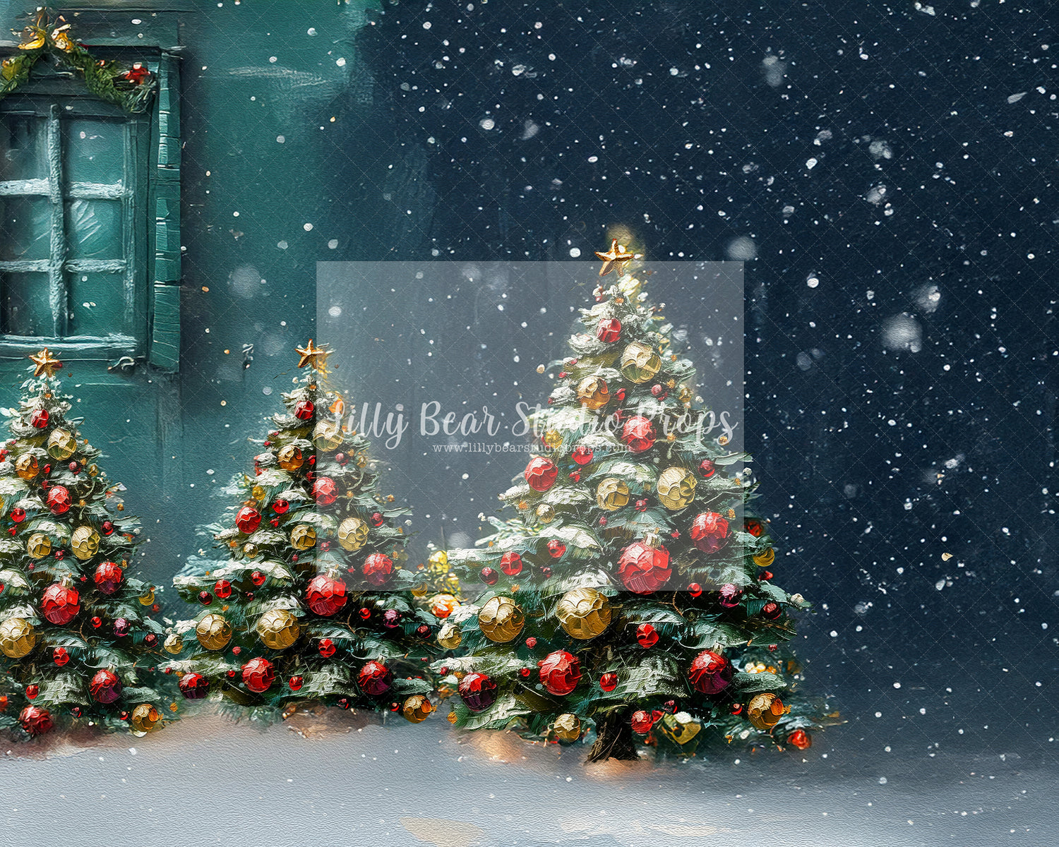 Painterly Blitzen Christmas Trees