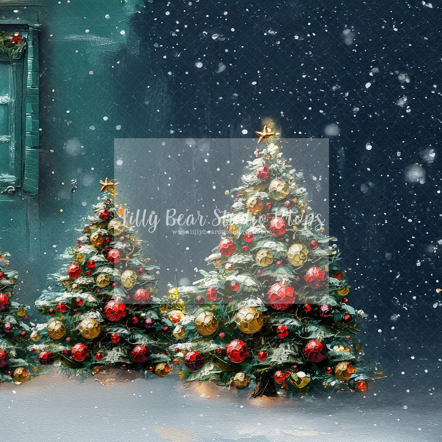Painterly Blitzen Christmas Trees
