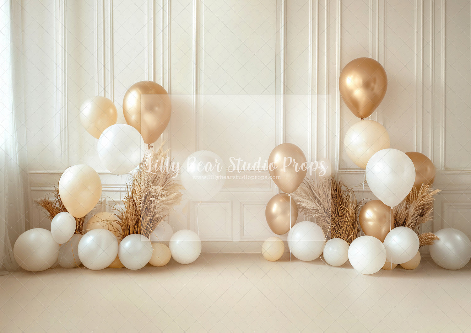 Pampas White & Gold Balloons