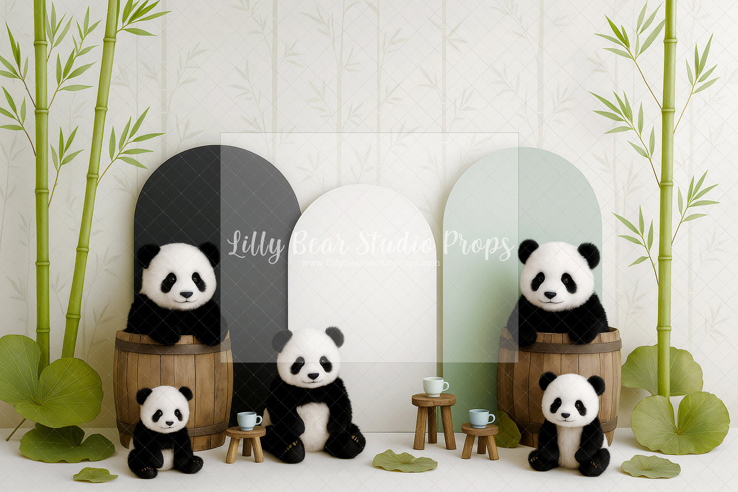 Panda Family Bamboo