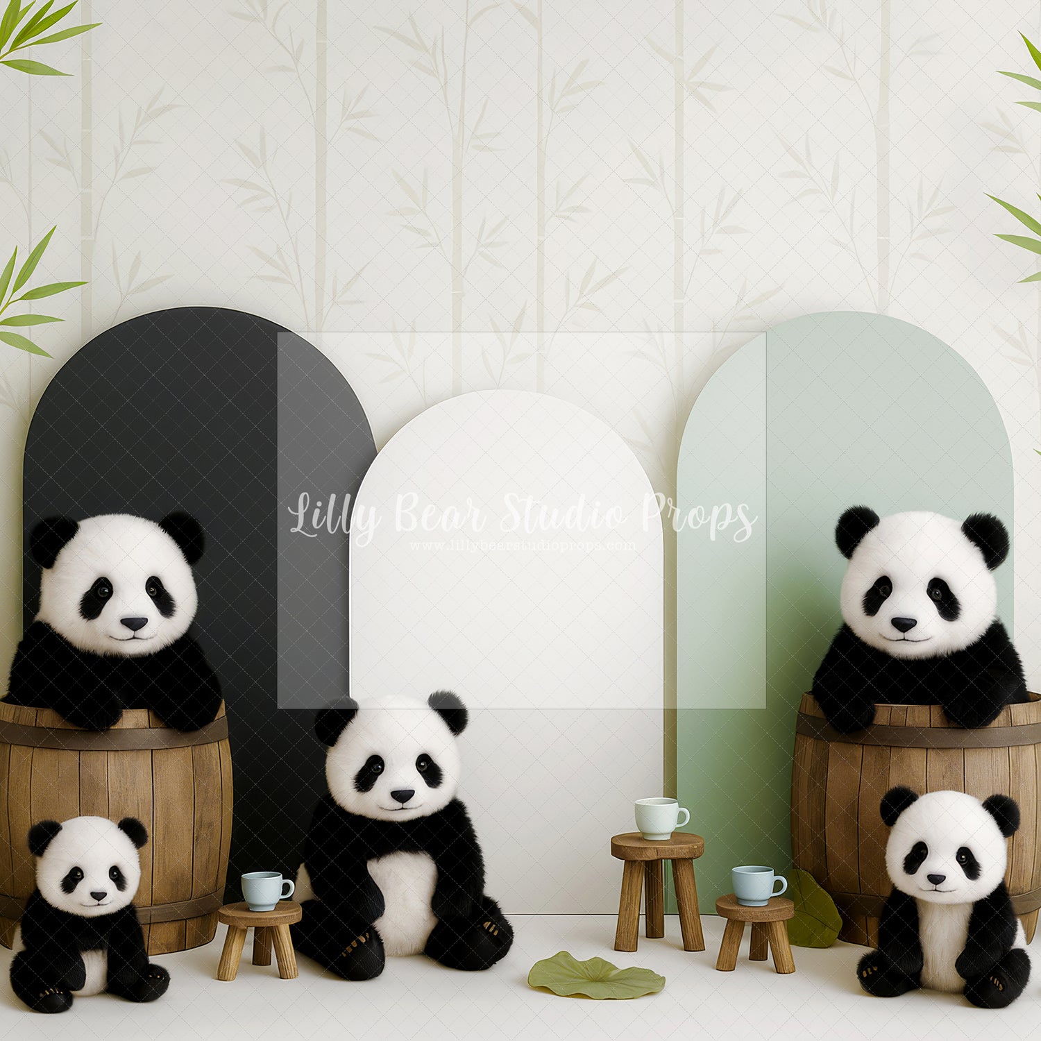 Panda Family Bamboo