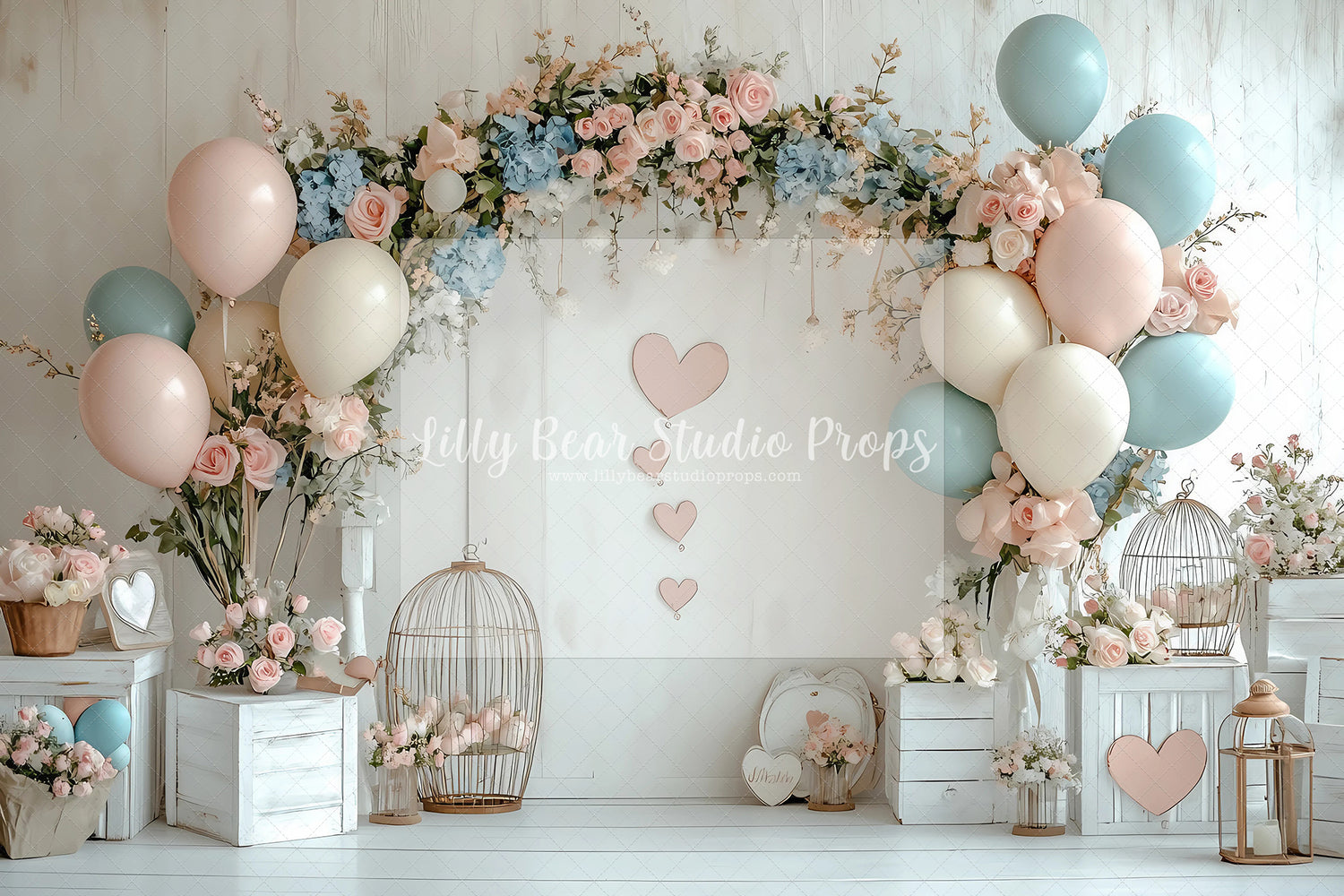 Pastel Valentine Roses & Balloons