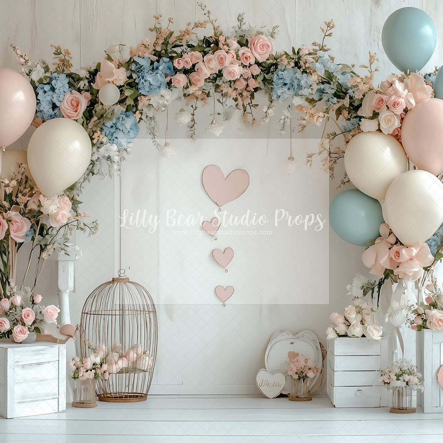Pastel Valentine Roses & Balloons