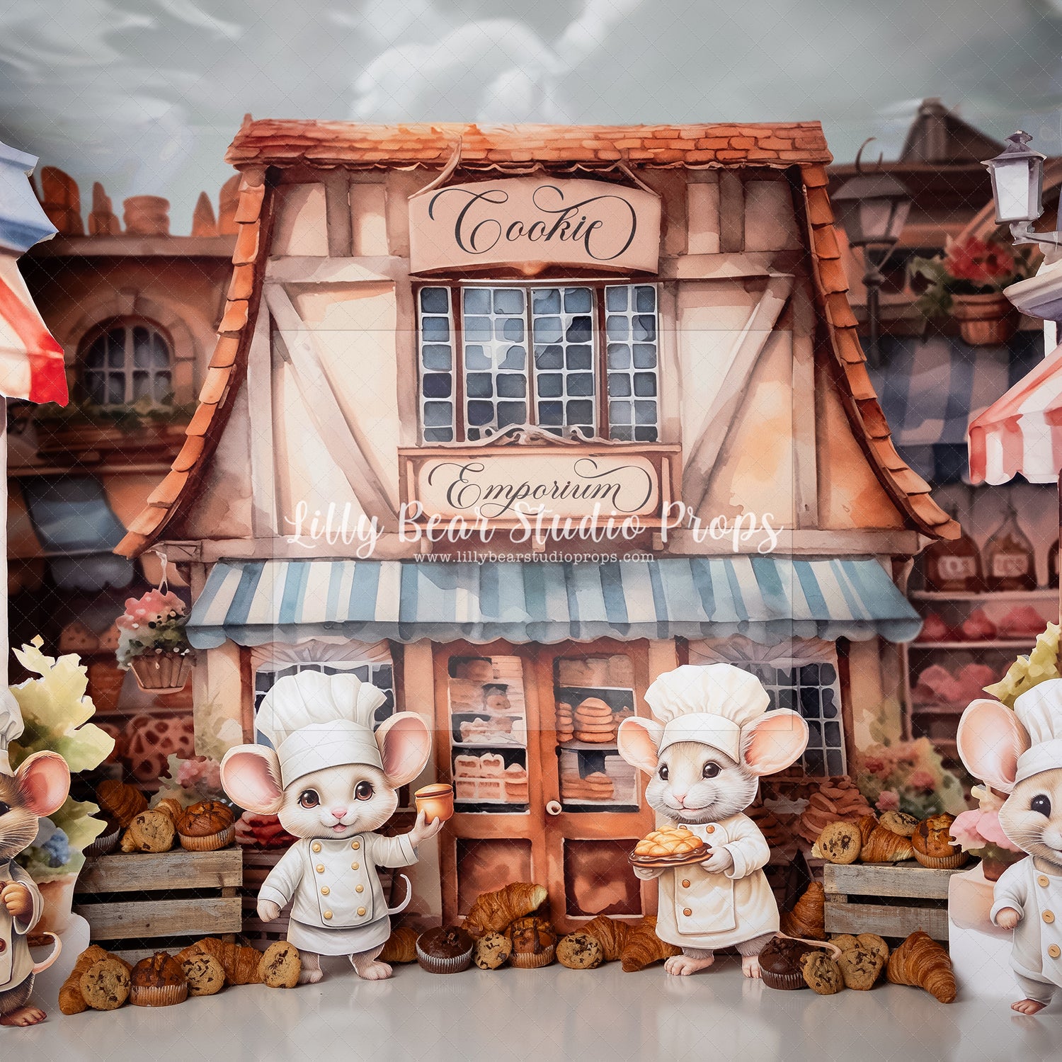 Pastry alley with mice and pastries