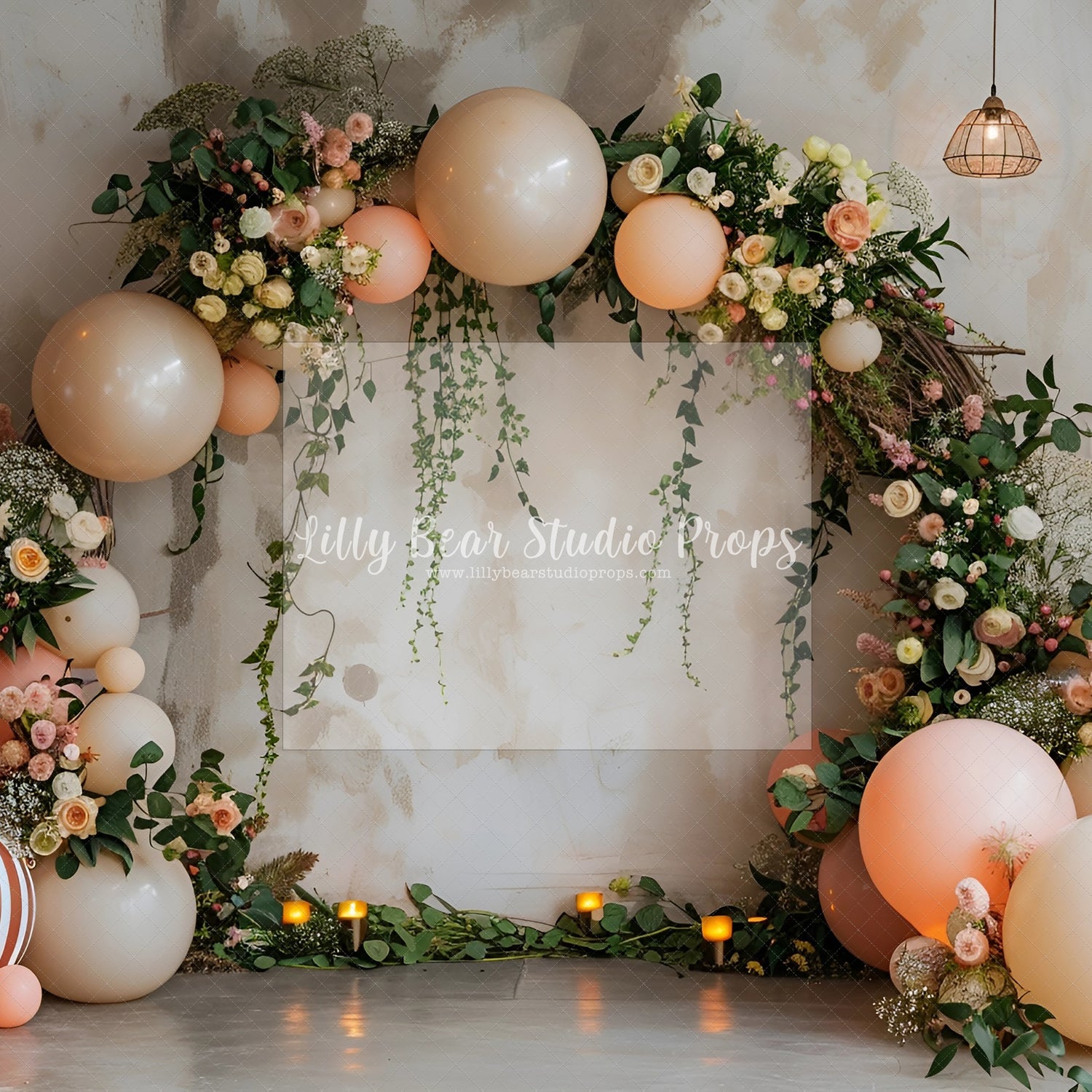 Peachy Balloons Branches Arch