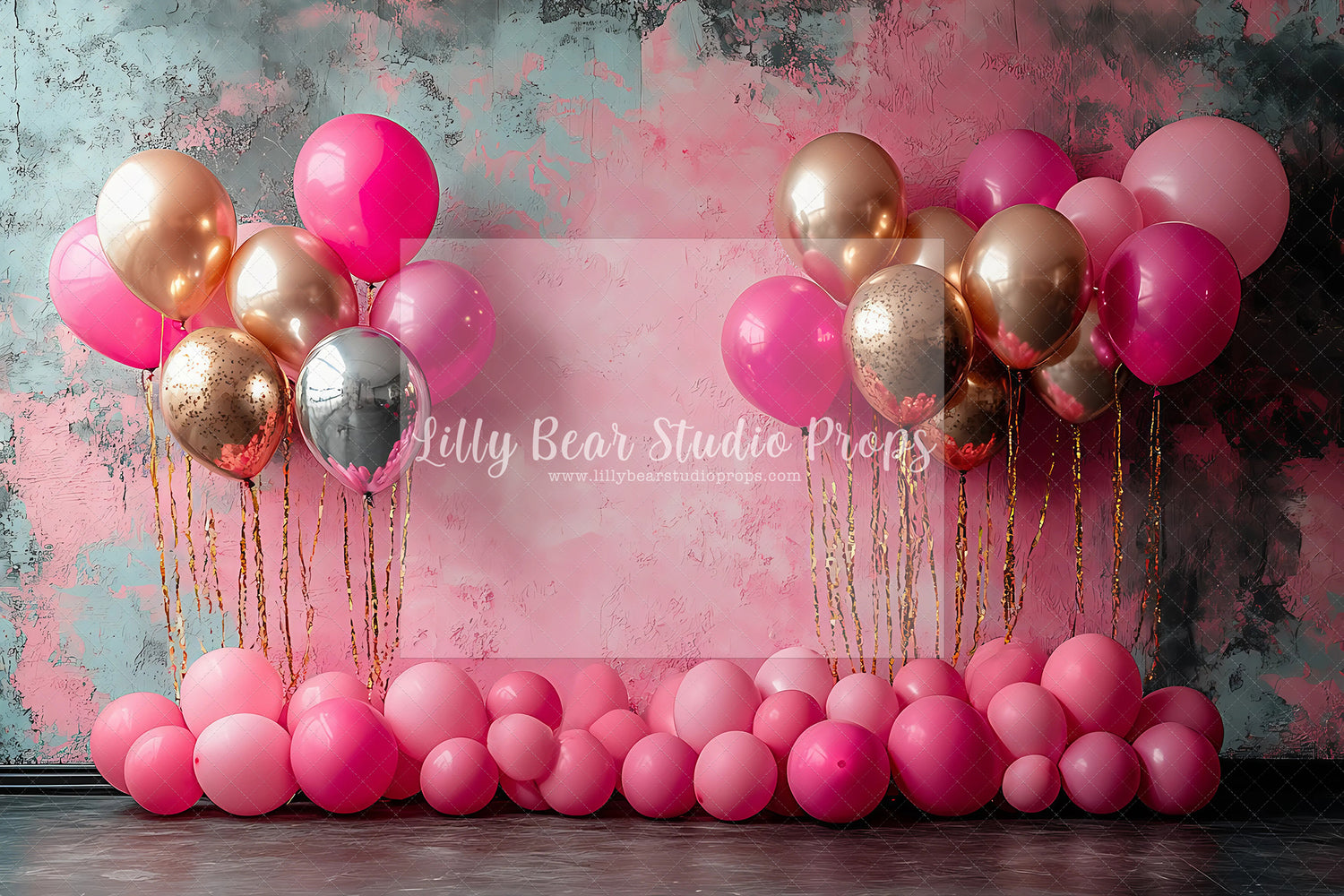 Pink Distressed Wall and Balloons
