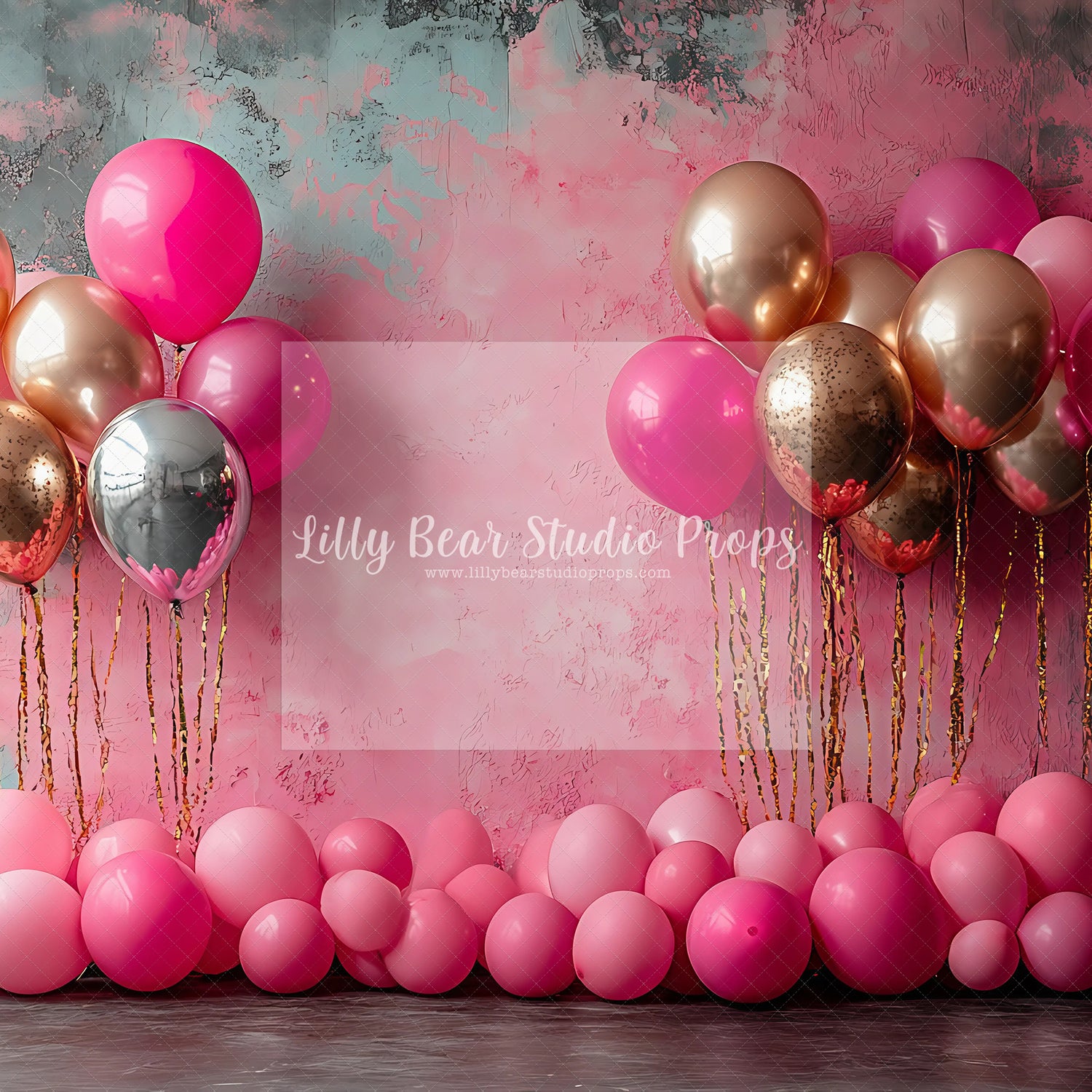 Pink Distressed Wall and Balloons