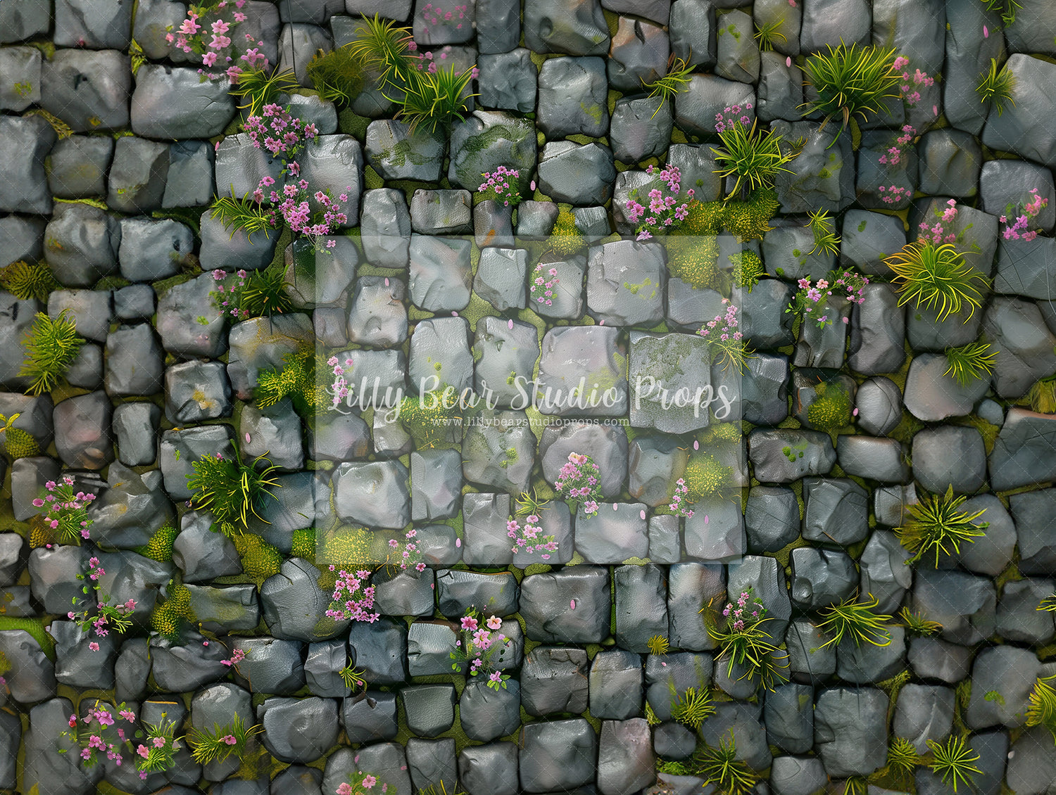 Pink Floral Cobbestone Floor