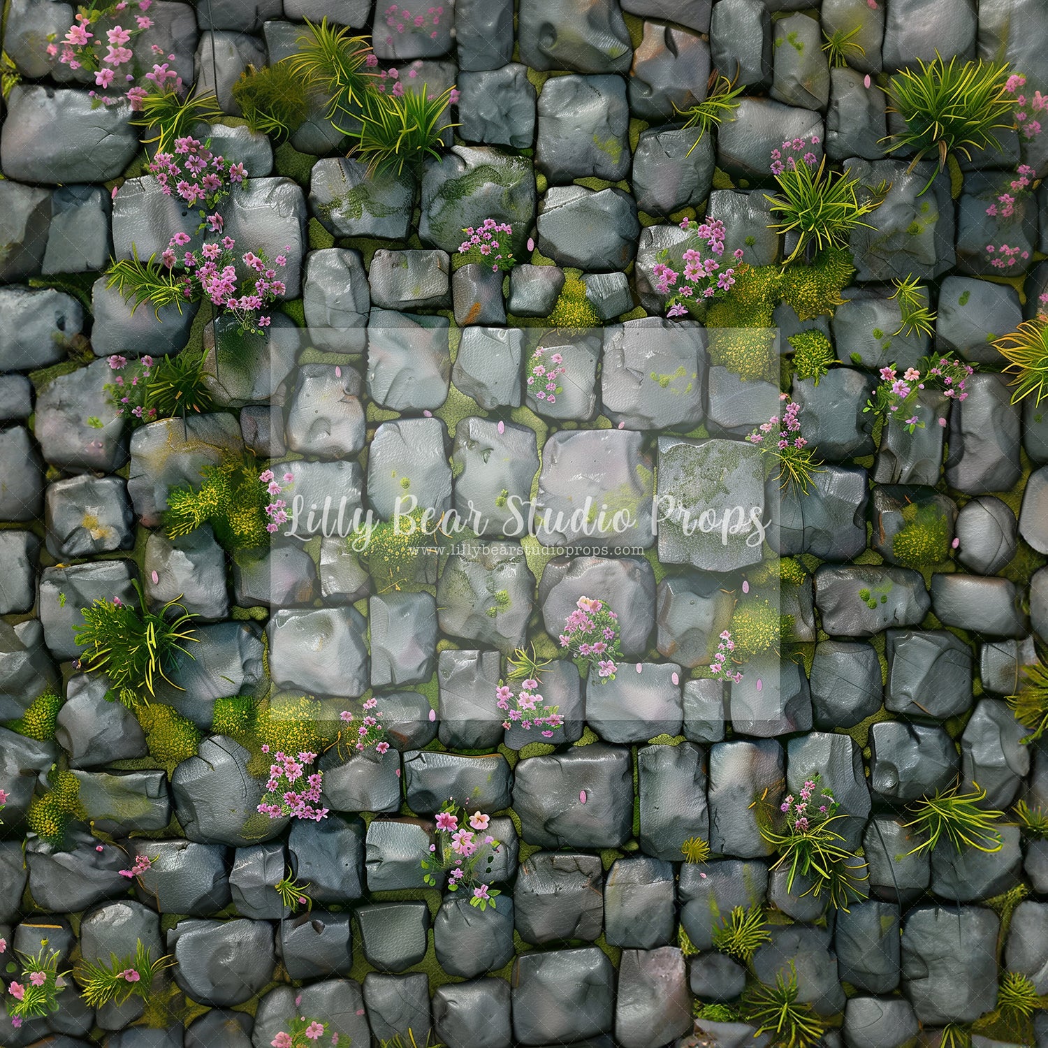Pink Floral Cobbestone Floor