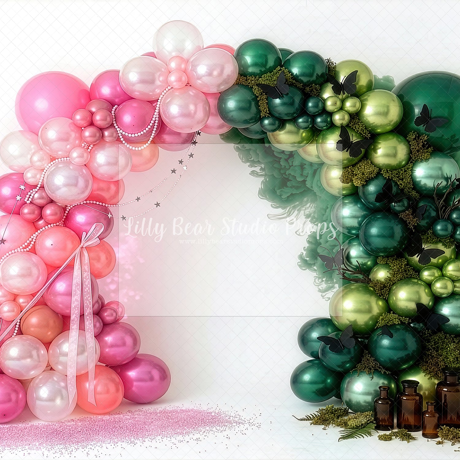 Pink Green Balloon Arch
