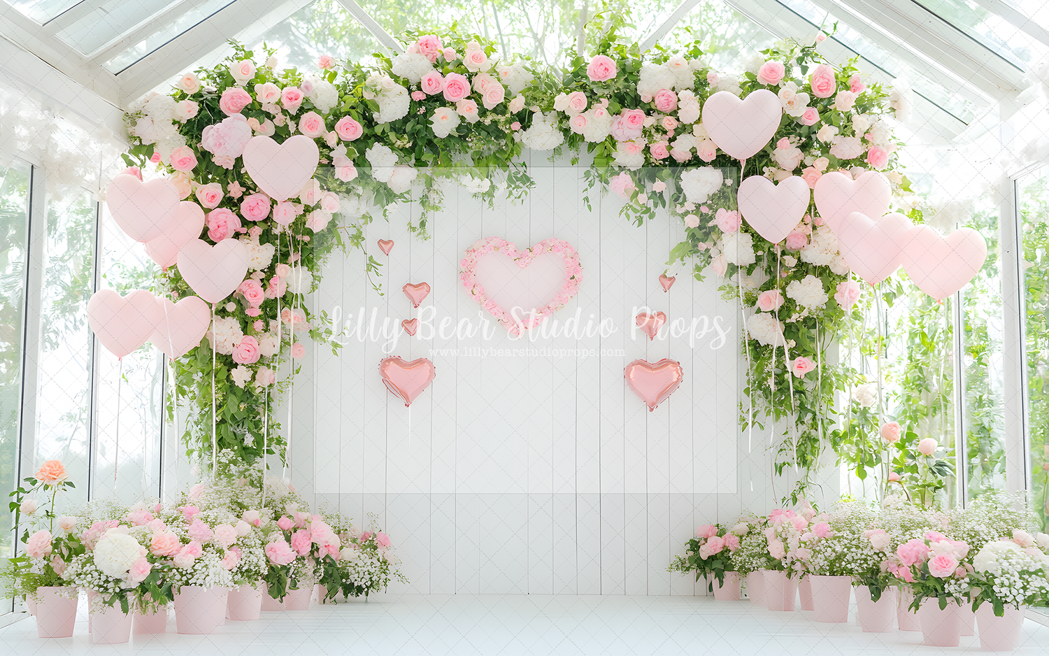 Pink Hearts Green House