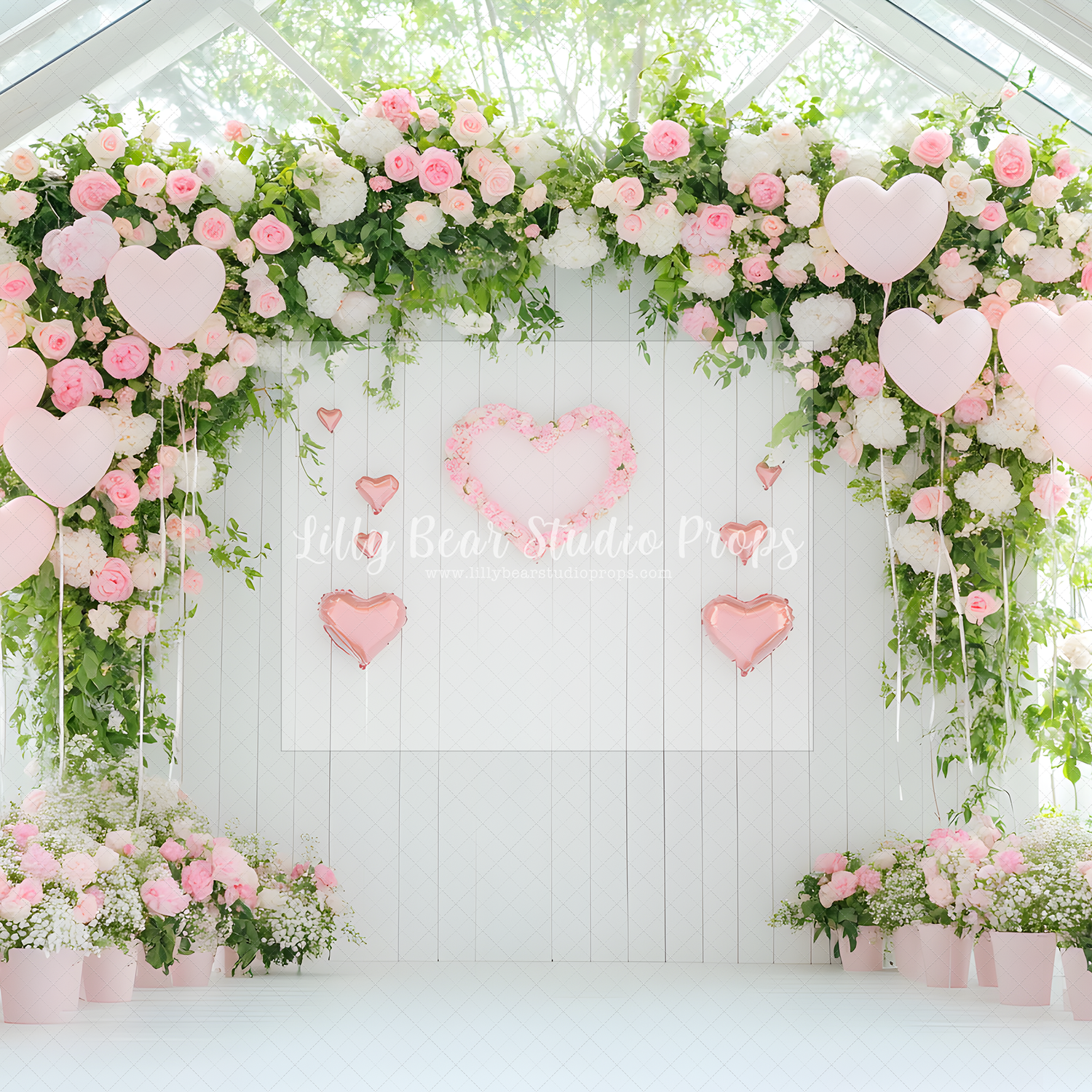 Pink Hearts Green House
