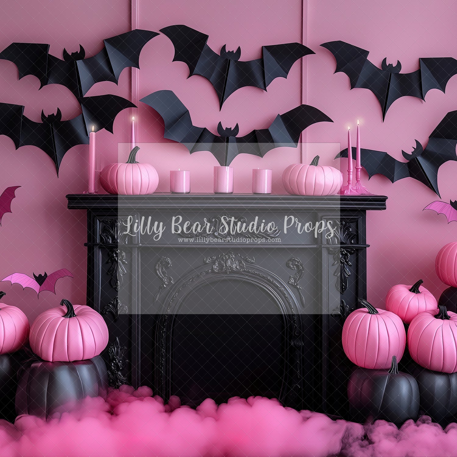 Pink Pumpkins and Potions Fireplace