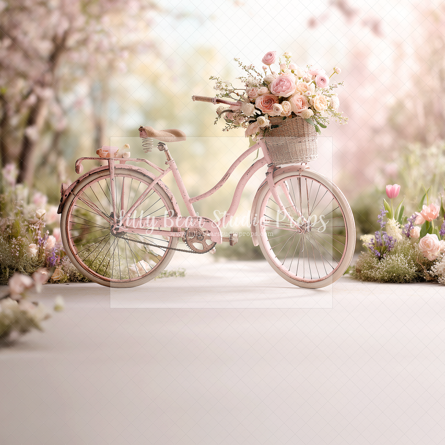 Pink Spring Bike Blooms - Sweep Option