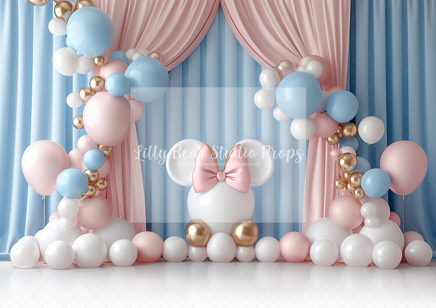 Pink, Blue & Gold Minnie Balloons