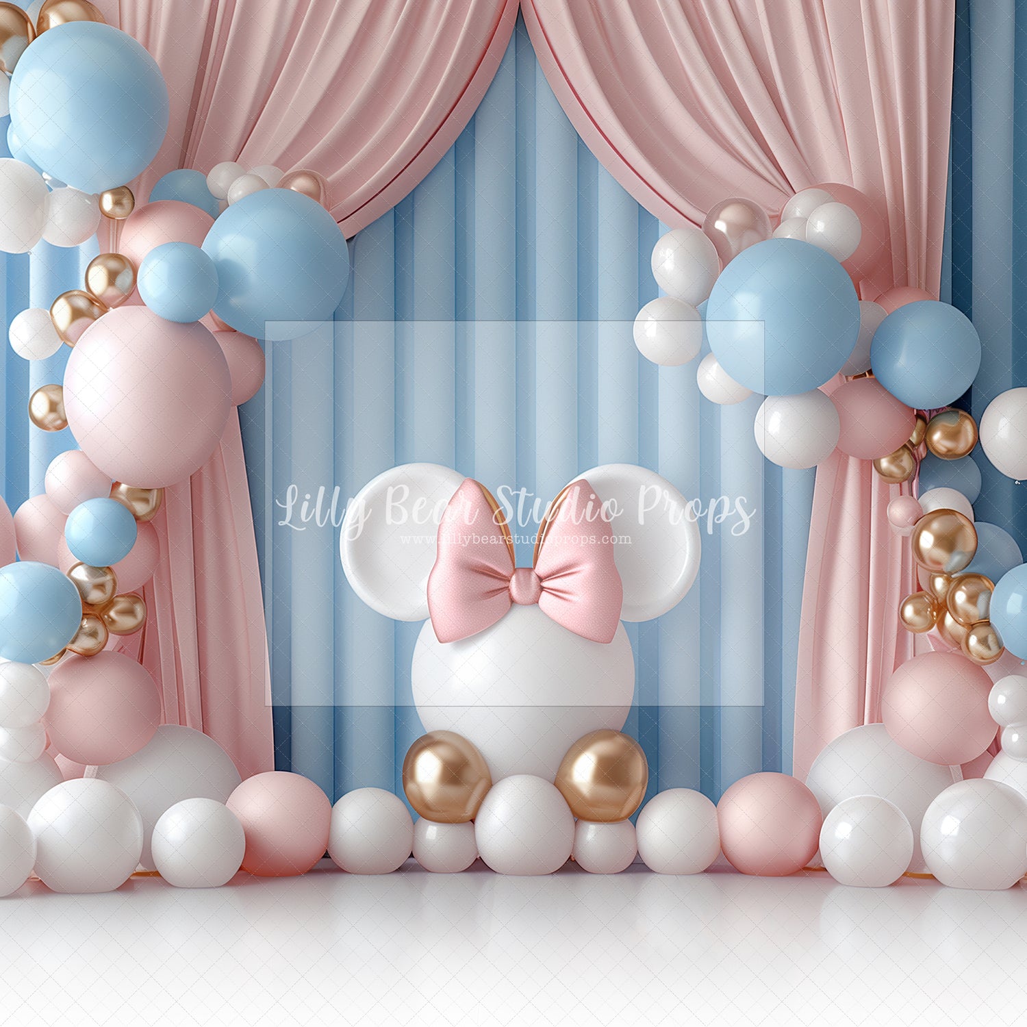 Pink, Blue & Gold Minnie Balloons