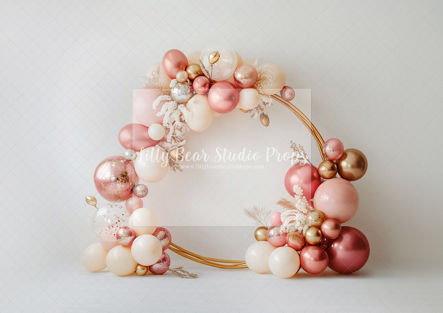 Pink & Cream Rose Gold Circle Balloons