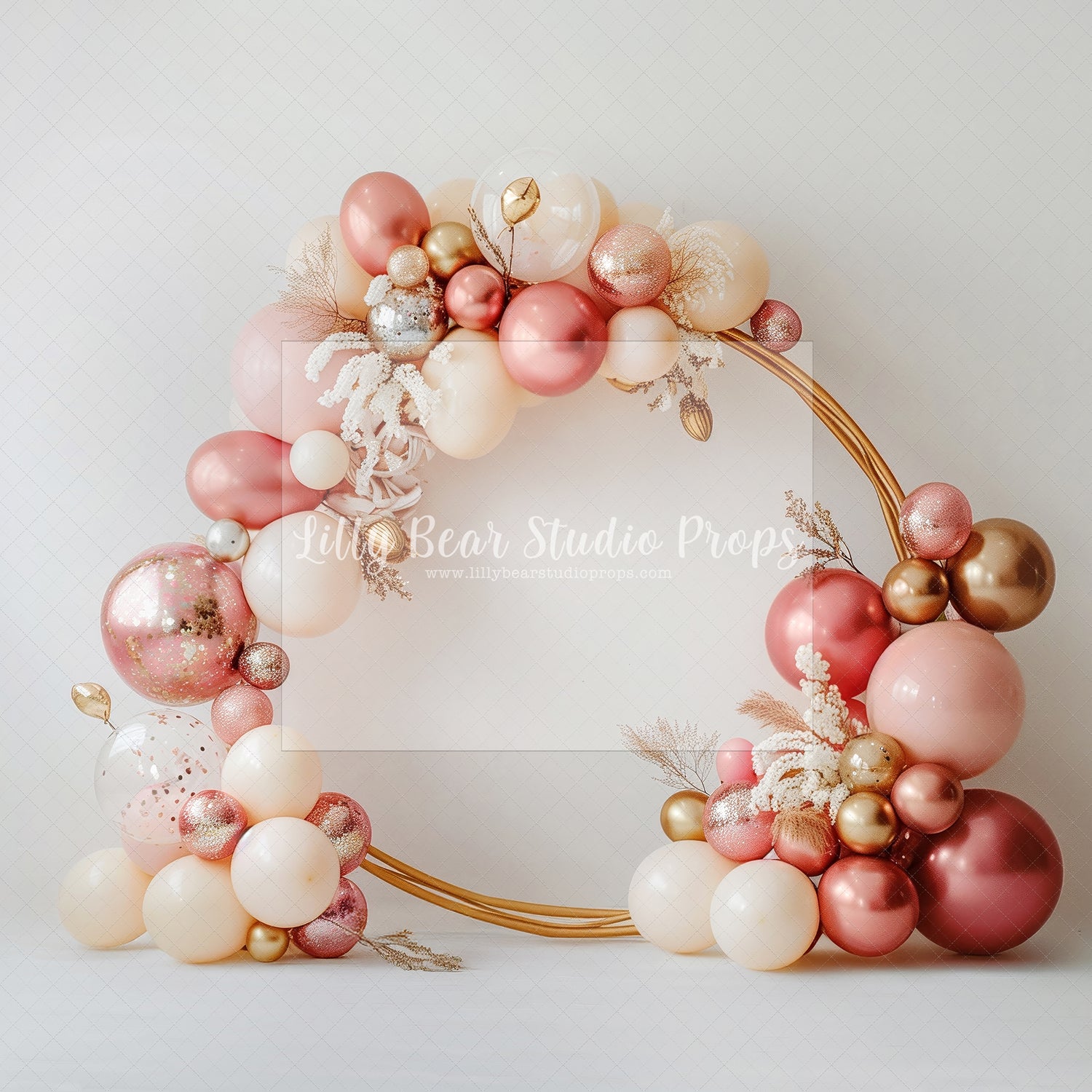 Pink & Cream Rose Gold Circle Balloons