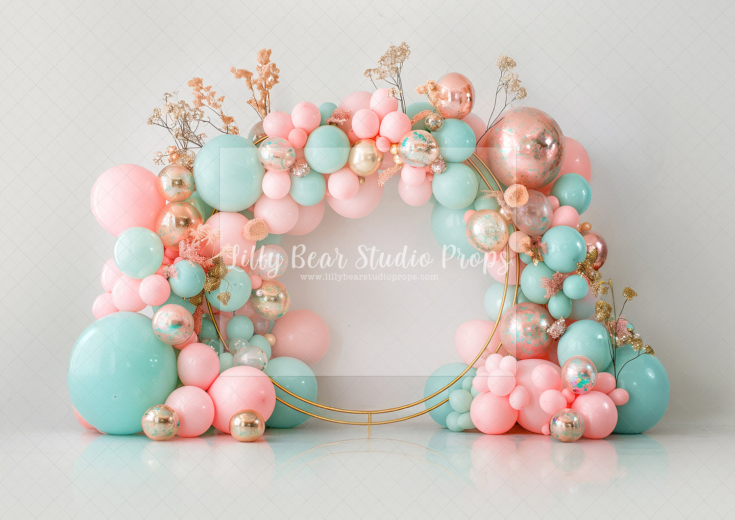 Pink & Mint Golden Circle Balloons
