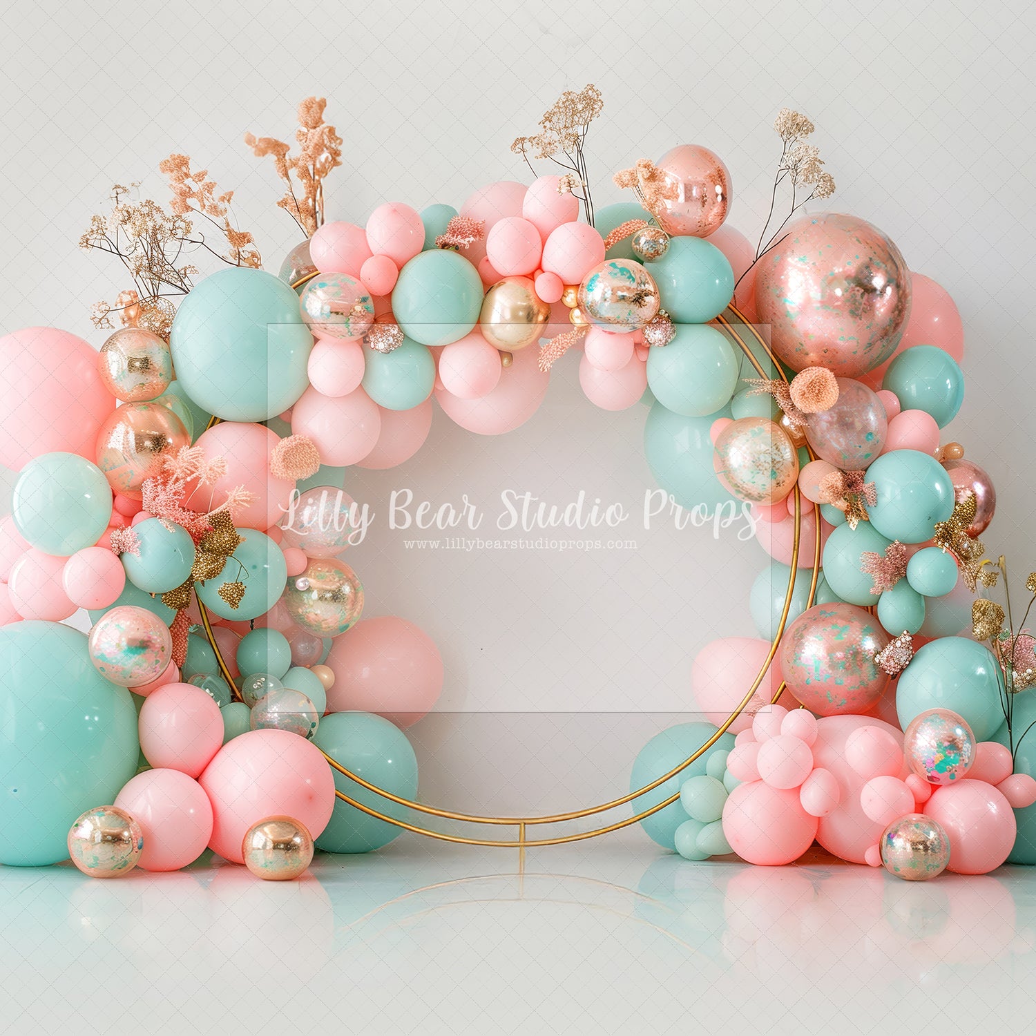 Pink & Mint Golden Circle Balloons