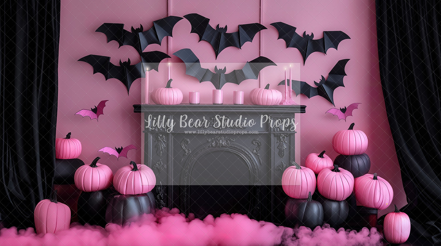 Pink Pumpkins and Potions Fireplace