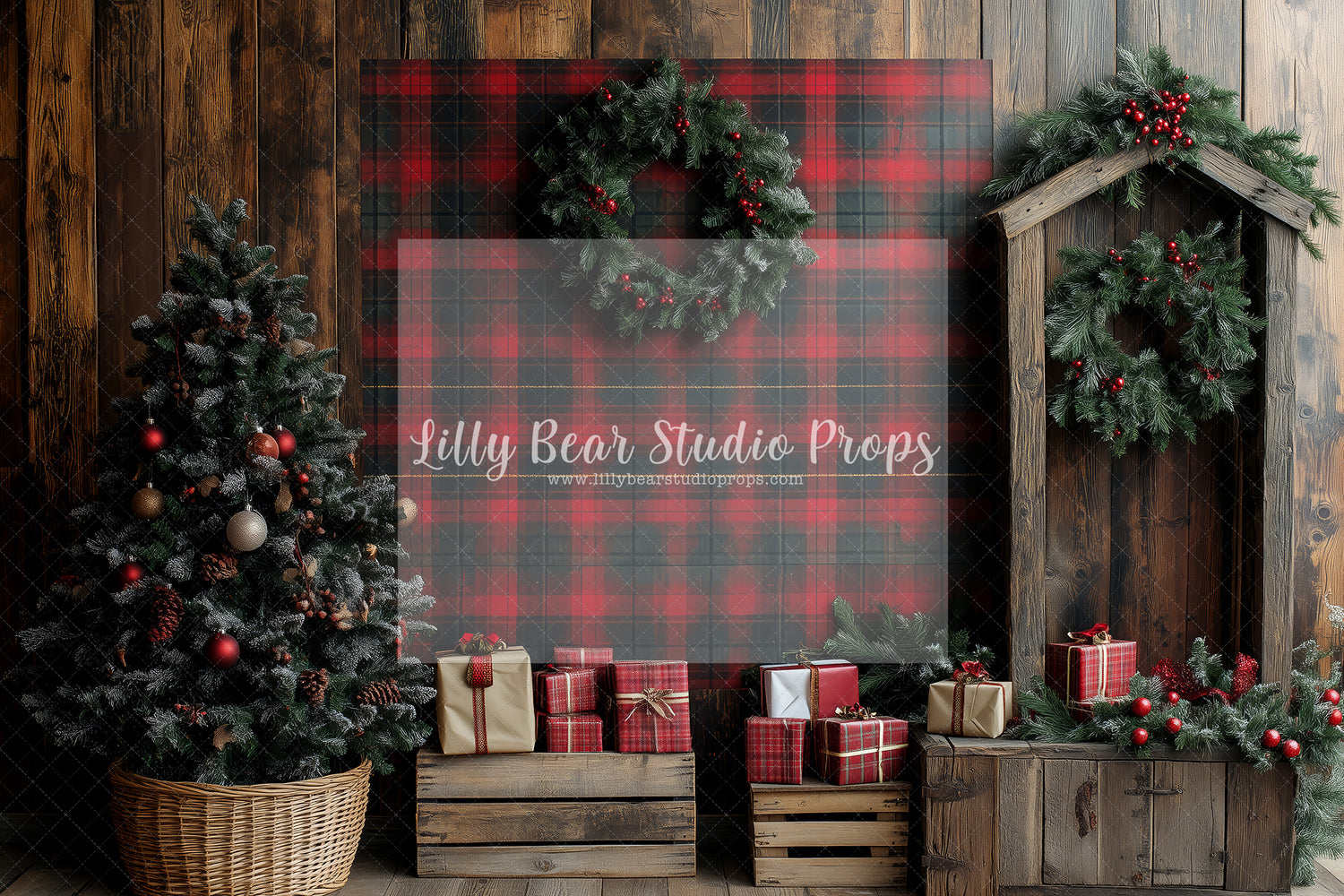 Plaid Christmas Lodge Wall