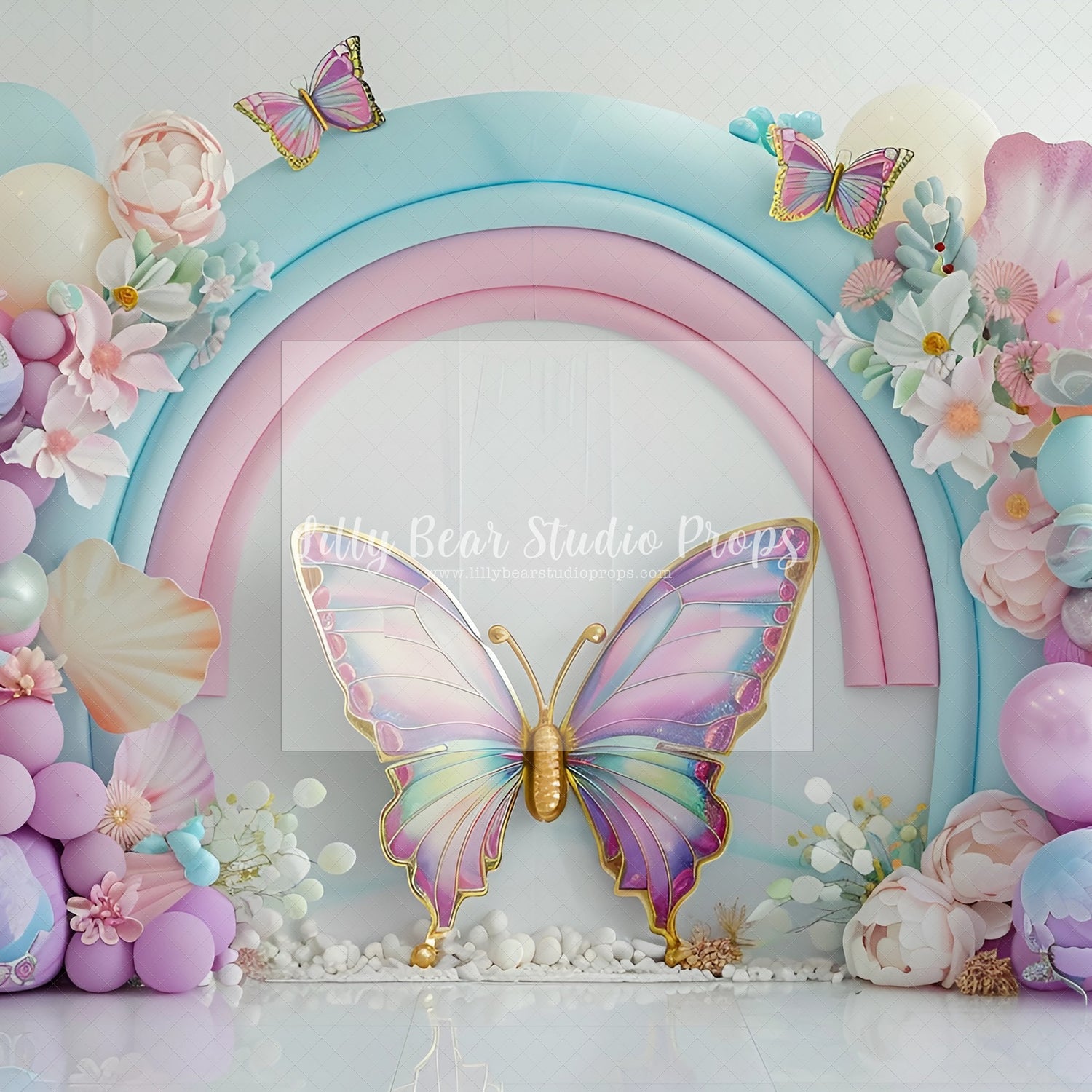 Purple & Pink Butterfly Balloon Arch